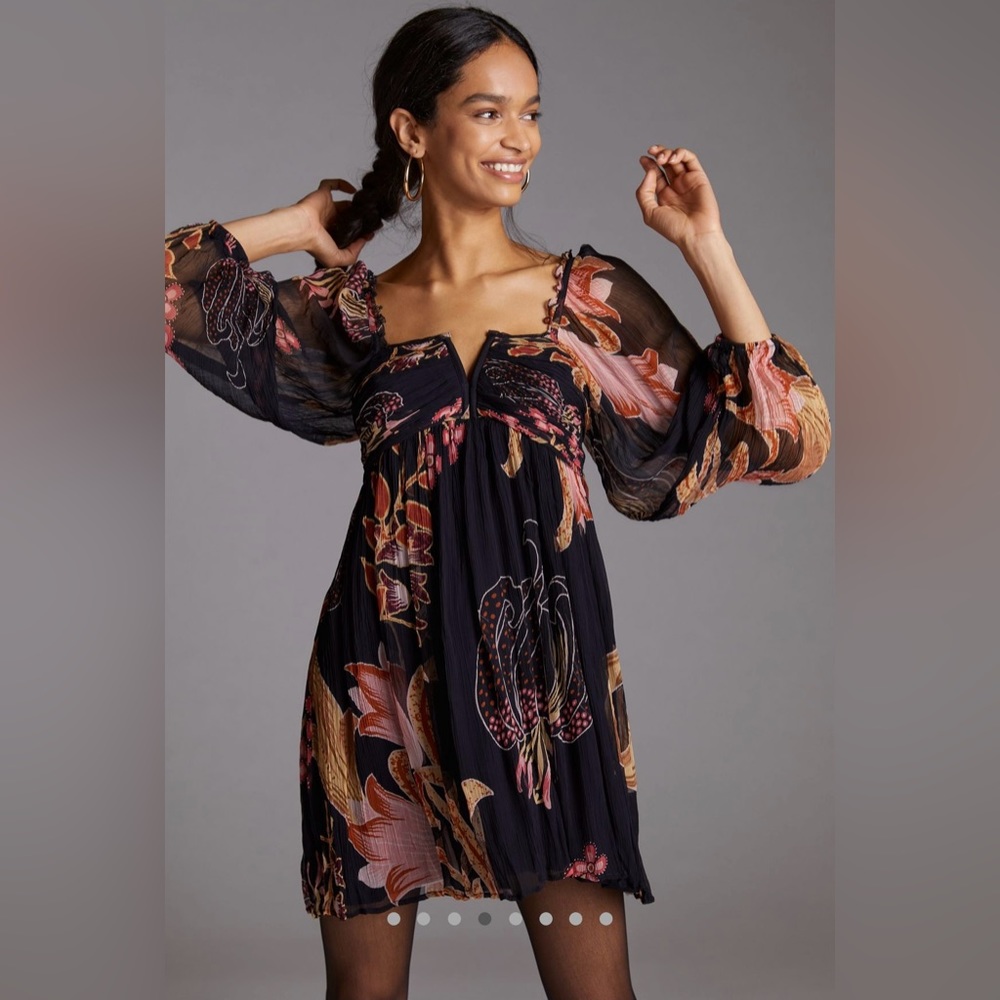 Anthropologie Let Me Be Babydoll Mini Dress